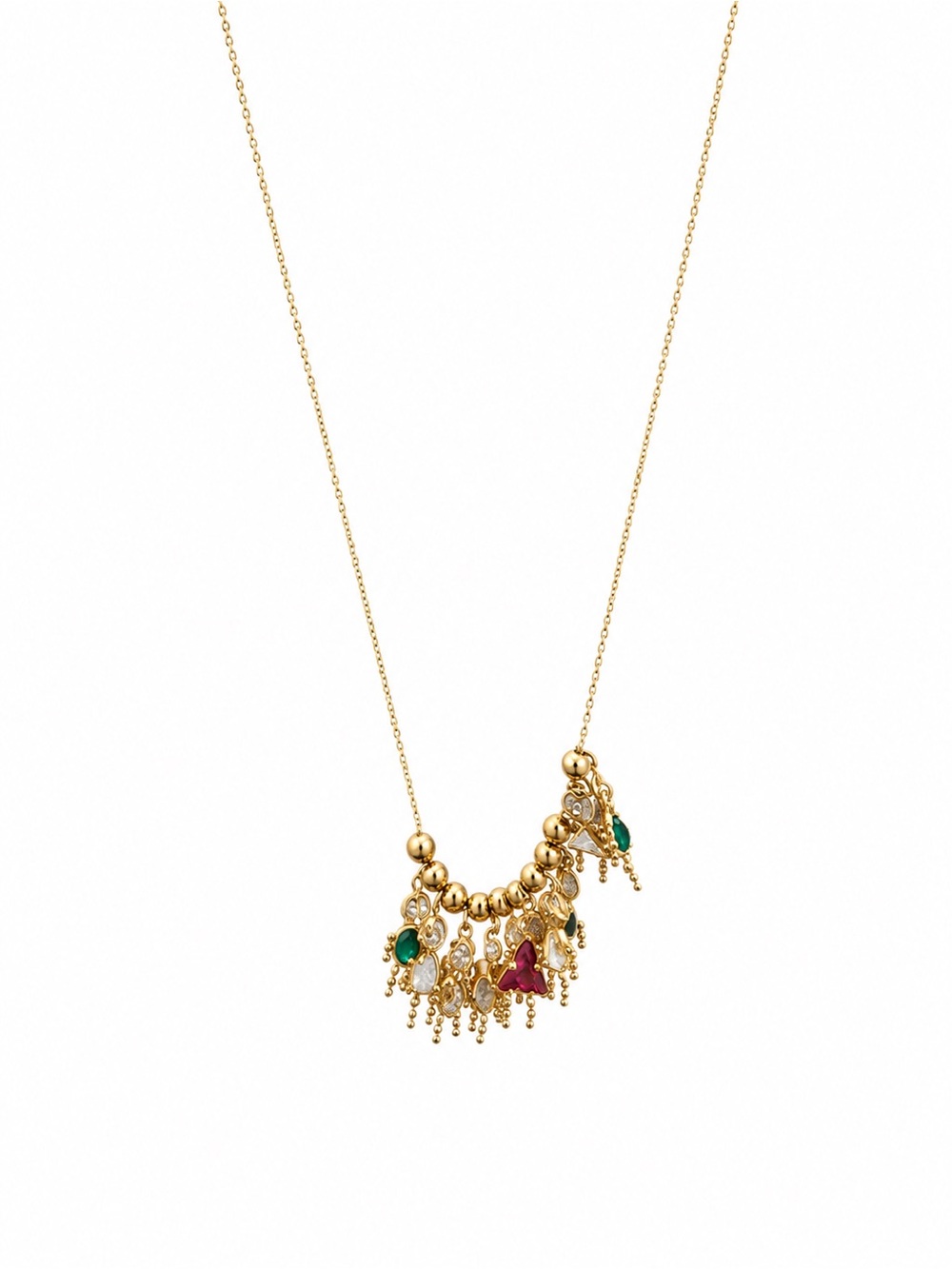 14K Yellow Gold Baby Birthstone Charm Necklace 5.7g